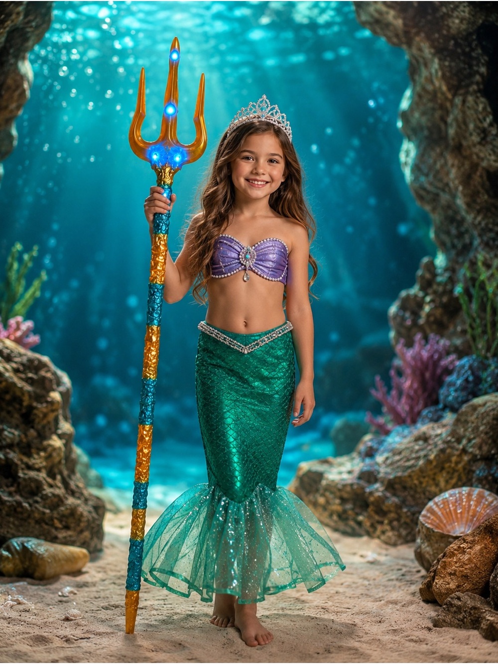 Disney The Little Mermaid King Triton Light & Sound Trident Roleplay Toy Jakks